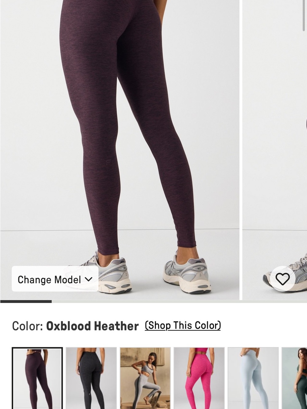 Fabletics Oxblood Heather Leggings - Deep Burgundy